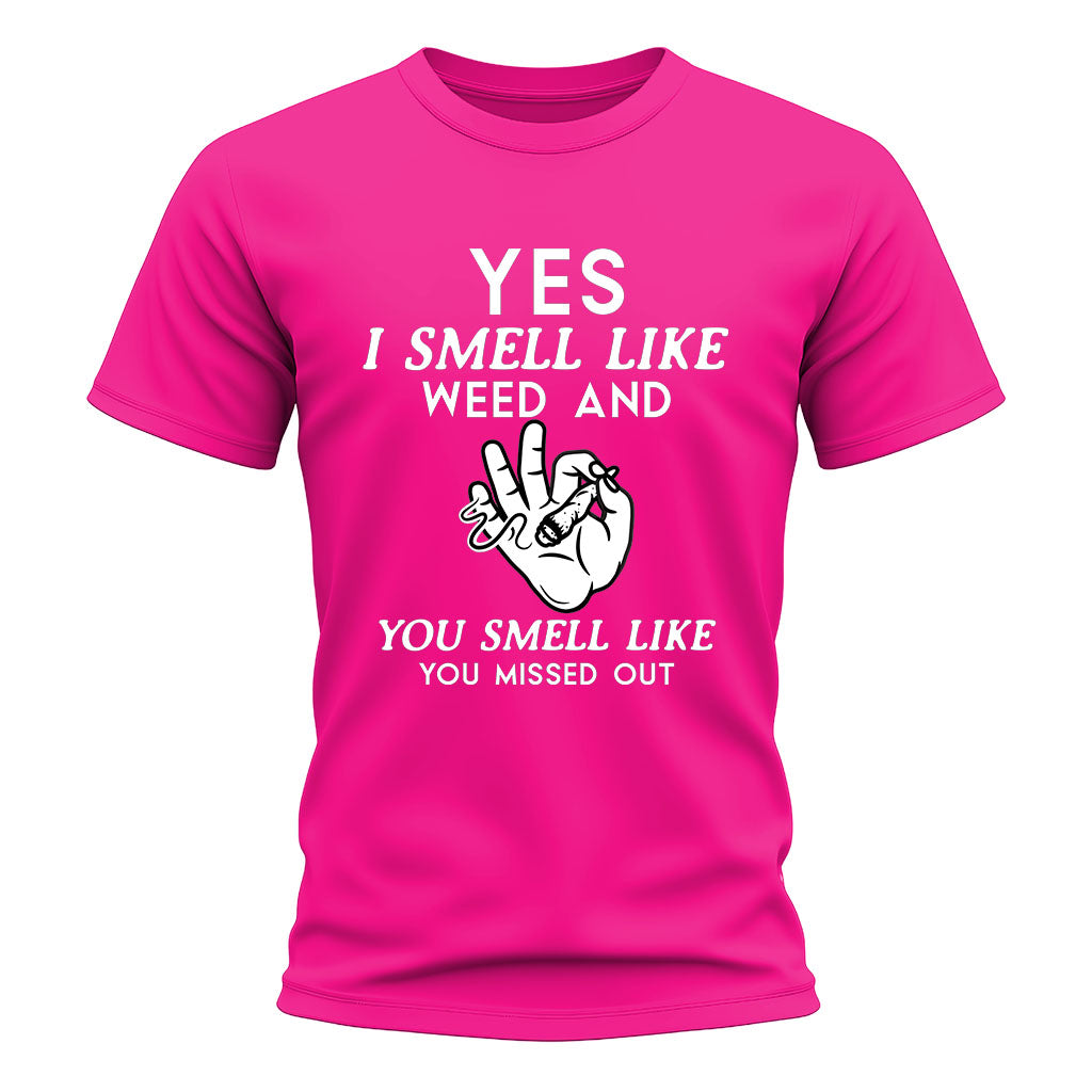 Funny Weed T-Shirt | Yes I Smell Like Weed Print | OKTshirt UK